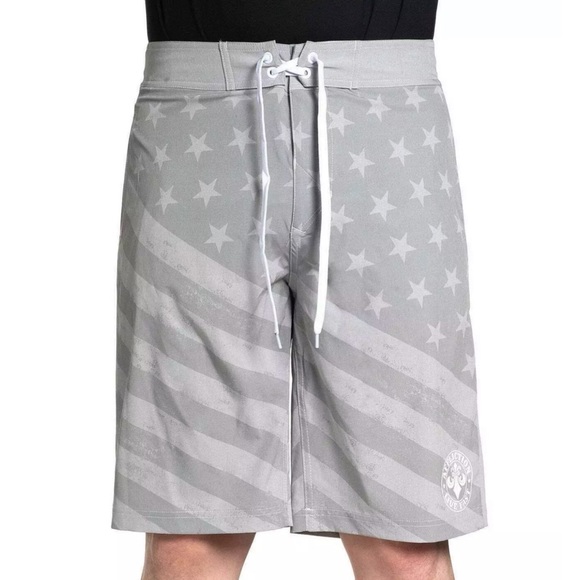 Affliction Men's Board-shorts JUSTICE Grey Swim Short - Picture 2 of 5